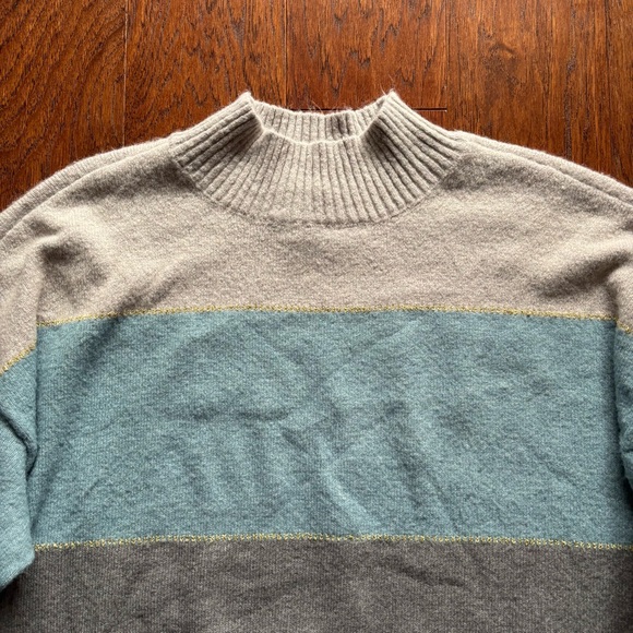 Halston Heritage Women's Striped Color Block Turtleneck Sweater | Size M - Picture 6 of 10